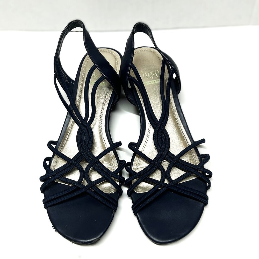 Impo Stretch dark blue strappy flat sandals in size 10